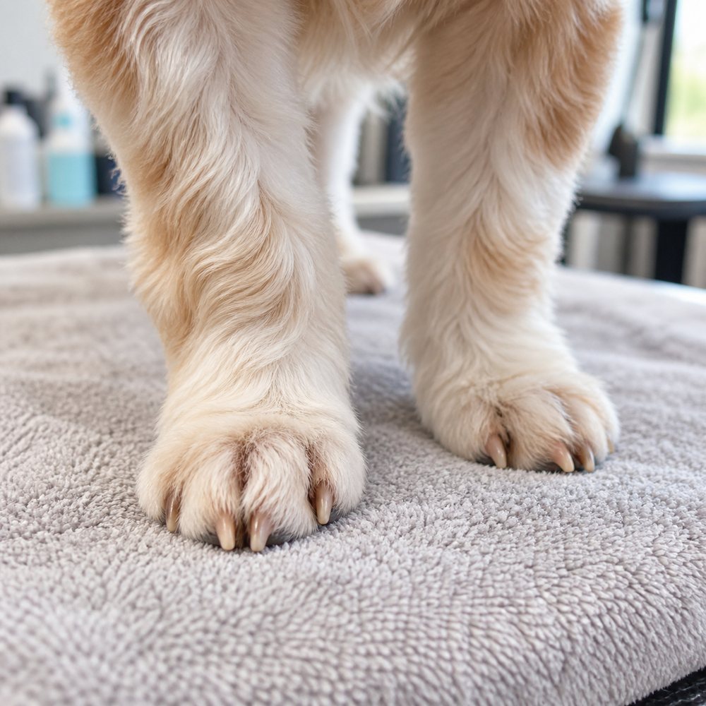 Dog with a breed-specific clip, side view